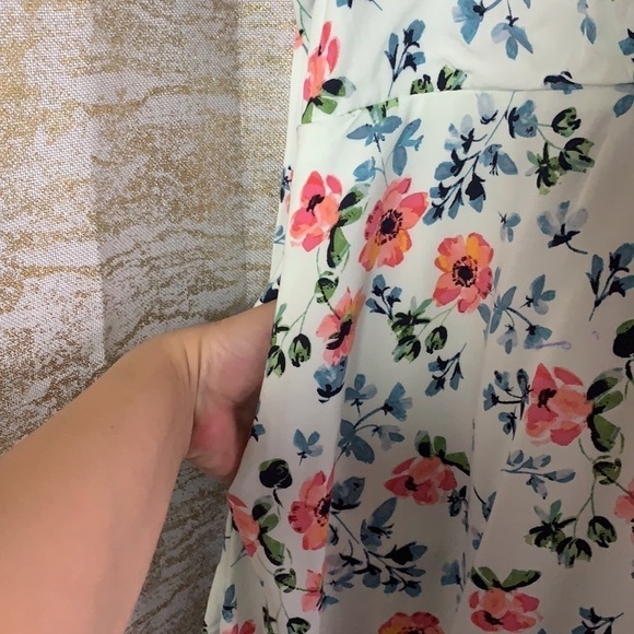 LOFT Floral Tunic Tie Back Bell Sleeve Boho Style Mini Dress Size 14 - Picture 9 of 16